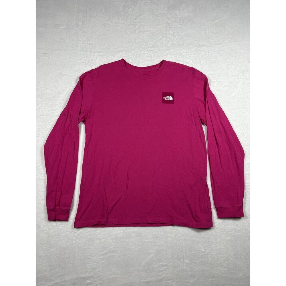 The North Face Mens Long Sleeve Shirt Large Pink Box Logo Tee